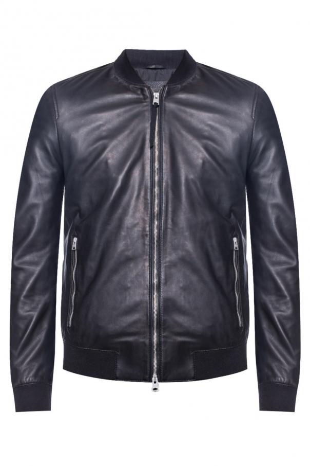 allsaints mower leather bomber jacket